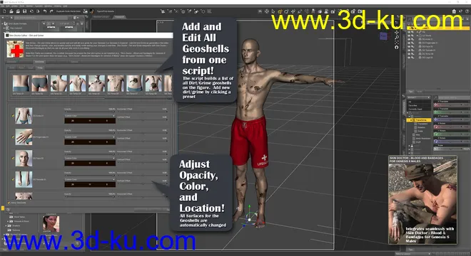 Skin Doctor - Dirt & Grime for Genesis 3 and 8 Males模型的图片3