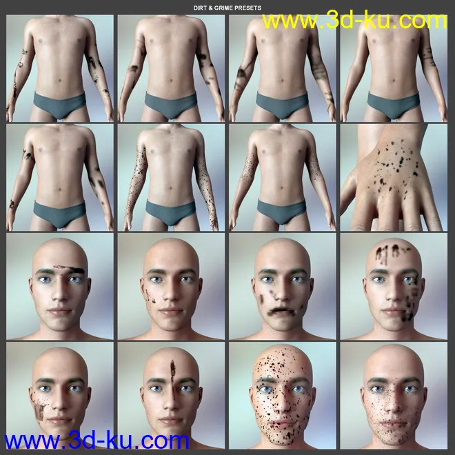 Skin Doctor - Dirt & Grime for Genesis 3 and 8 Males模型的图片4