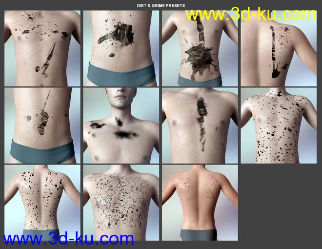 Skin Doctor - Dirt & Grime for Genesis 3 and 8 Males模型的图片6