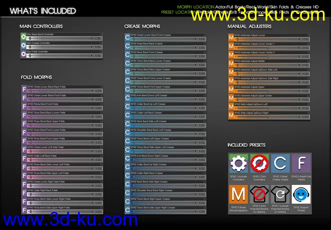 Skin Folds & Creases HD for Genesis 3 & 8 Female模型的图片2