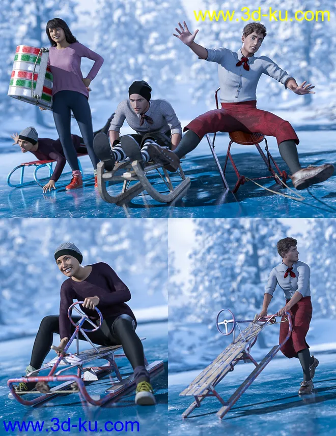 Sledding Fun for Genesis 8模型的图片1