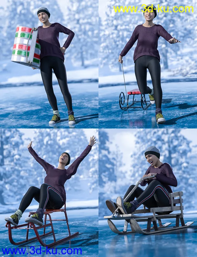 Sledding Fun for Genesis 8模型的图片3