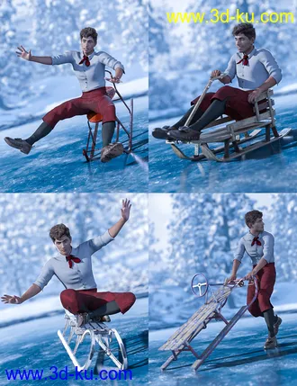 3D打印模型Sledding Fun for Genesis 8的图片