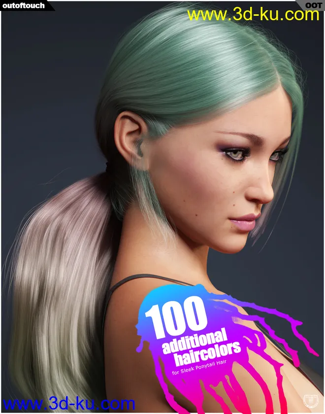 Sleek Ponytail Hair Texture XPansion模型的图片1