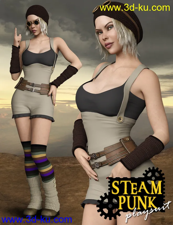 Steampunk Playsuit Outfit Set for Genesis 8 Female(s)模型的图片5
