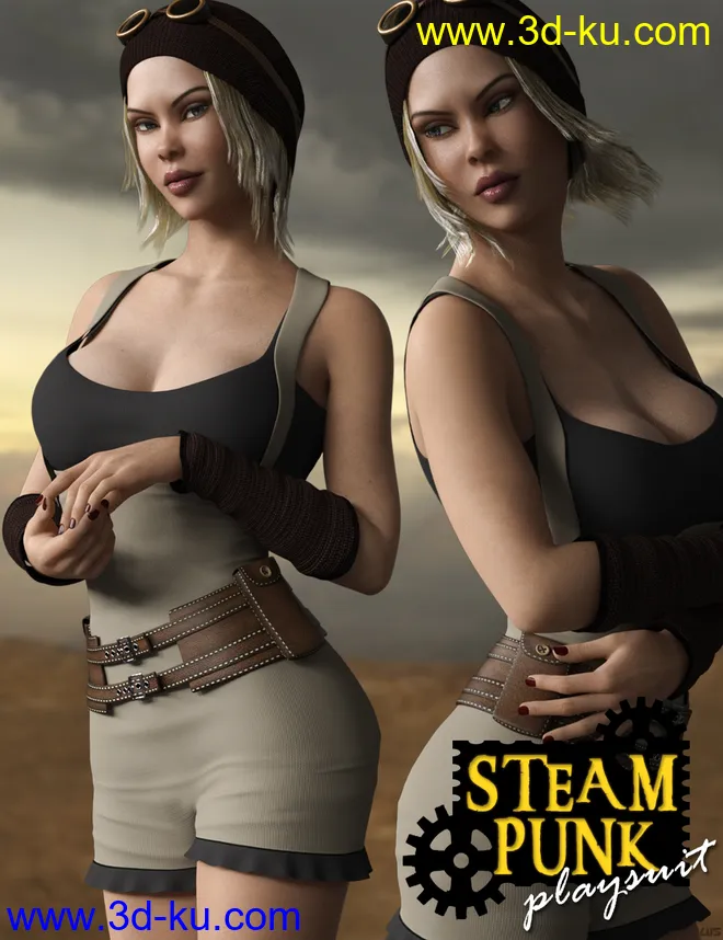 Steampunk Playsuit Outfit Set for Genesis 8 Female(s)模型的图片14