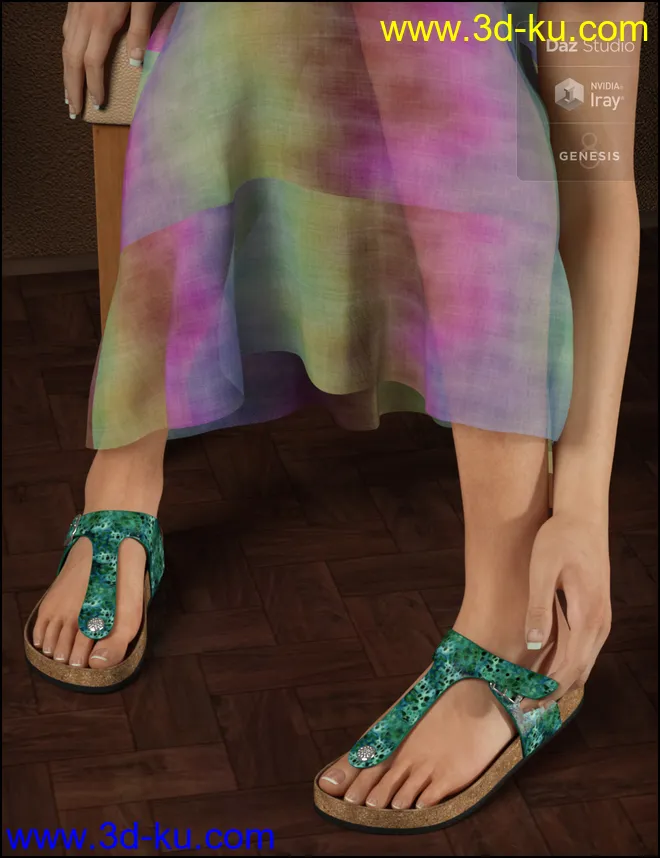 Summer Style Sandals for Genesis 8 Female(s)模型的图片2