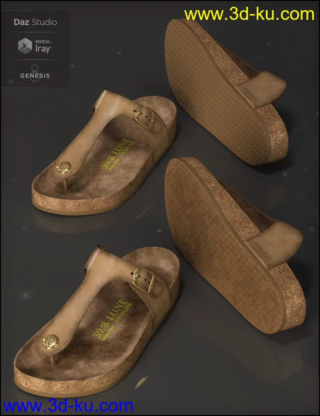 Summer Style Sandals for Genesis 8 Female(s)模型的图片3