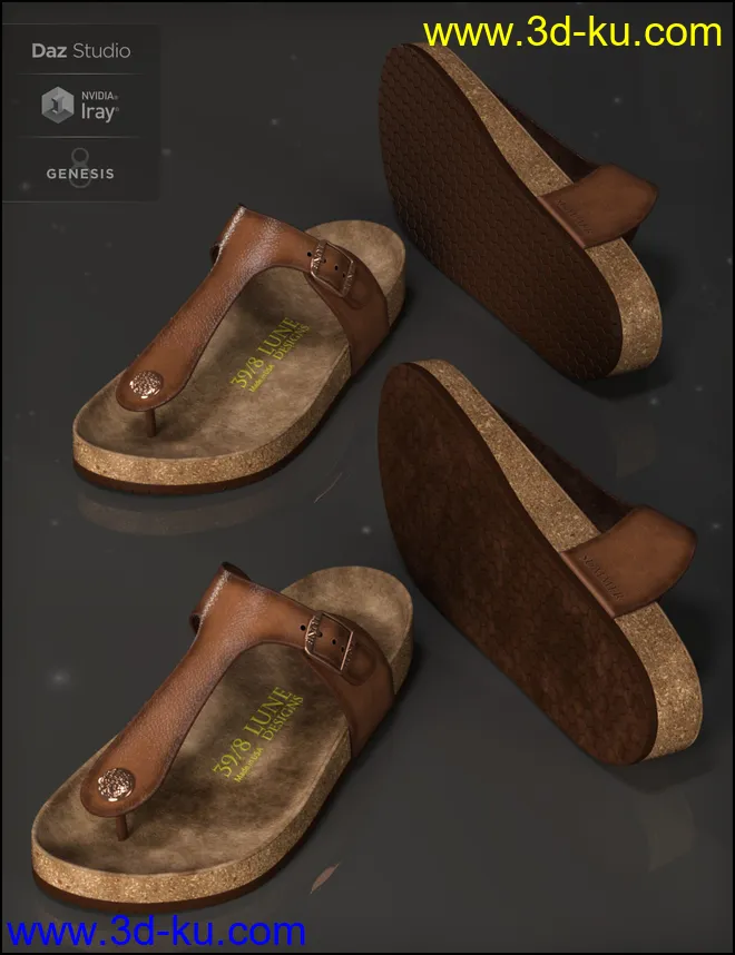Summer Style Sandals for Genesis 8 Female(s)模型的图片4