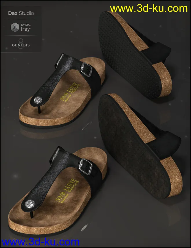 Summer Style Sandals for Genesis 8 Female(s)模型的图片5