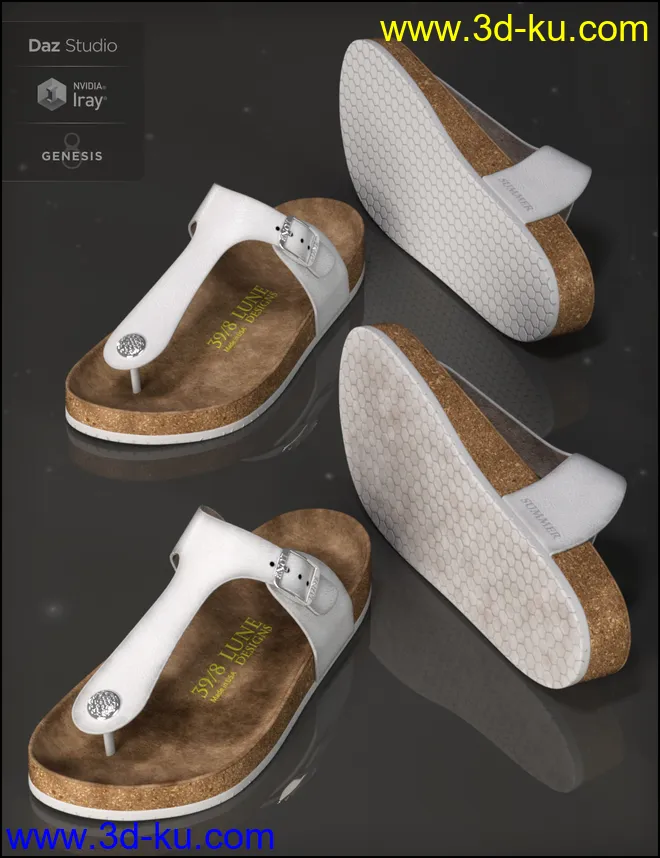 Summer Style Sandals for Genesis 8 Female(s)模型的图片6