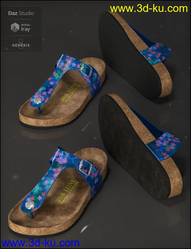 Summer Style Sandals for Genesis 8 Female(s)模型的图片7