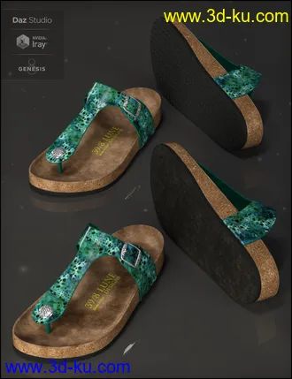 3D打印模型Summer Style Sandals for Genesis 8 Female(s)的图片