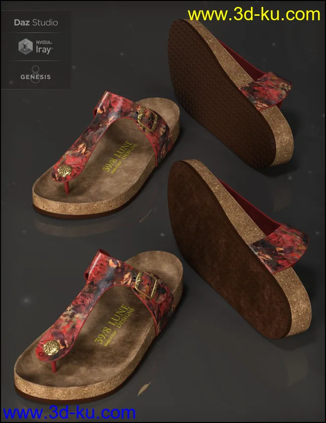 Summer Style Sandals for Genesis 8 Female(s)模型的图片9
