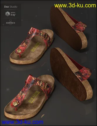 3D打印模型Summer Style Sandals for Genesis 8 Female(s)的图片