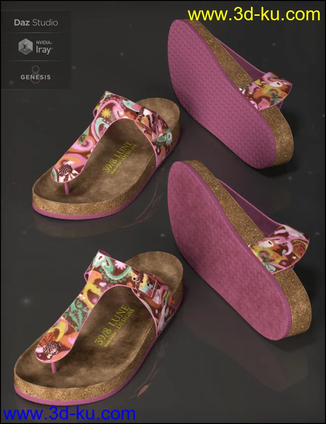 Summer Style Sandals for Genesis 8 Female(s)模型的图片10