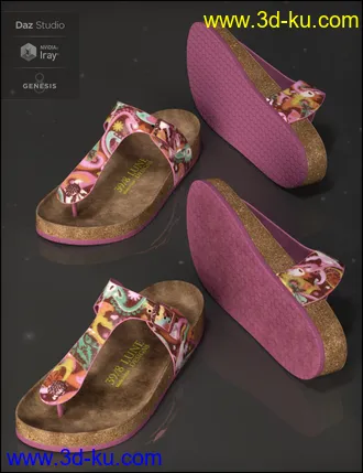 3D打印模型Summer Style Sandals for Genesis 8 Female(s)的图片