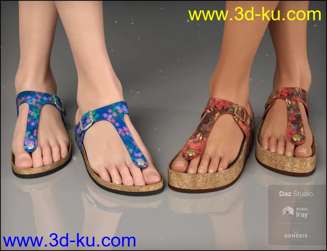 Summer Style Sandals for Genesis 8 Female(s)模型的图片11
