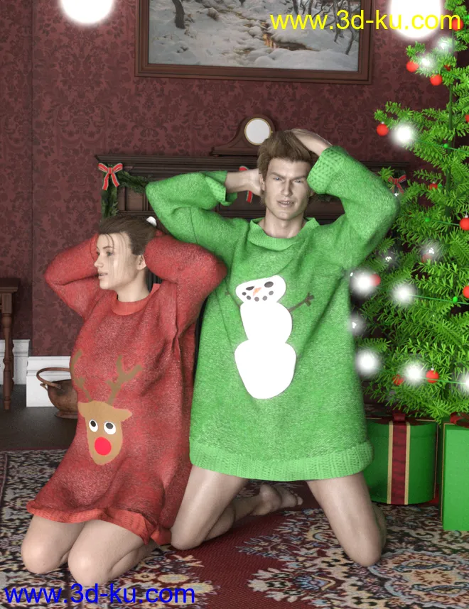 SY dForce Ugly Sweater Genesis 8模型的图片1