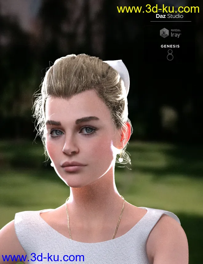 Sylvia Tied Bun Hair for Genesis 8 Female(s)模型的图片1