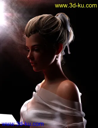 3D打印模型Sylvia Tied Bun Hair for Genesis 8 Female(s)的图片