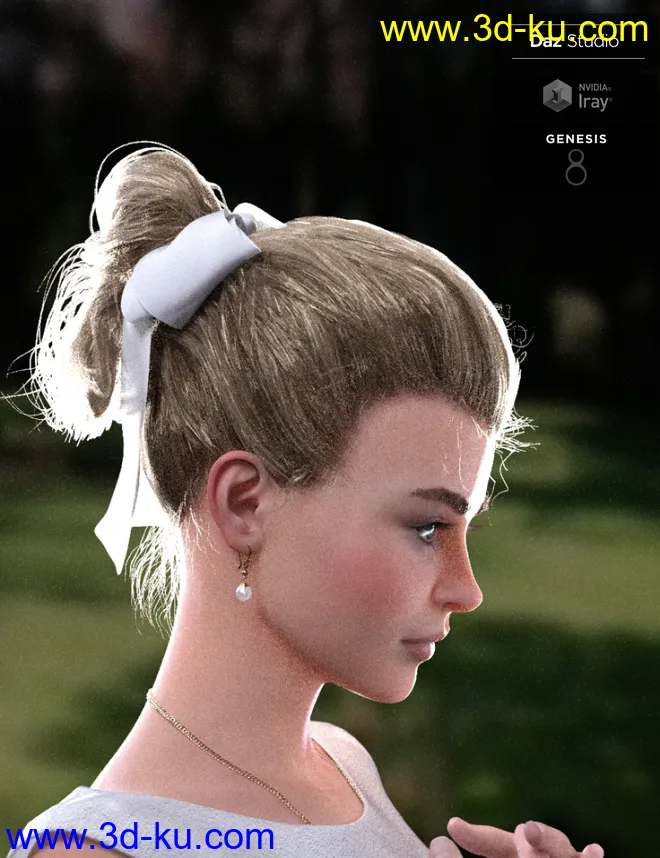 Sylvia Tied Bun Hair for Genesis 8 Female(s)模型的图片3