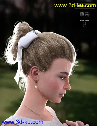 3D打印模型Sylvia Tied Bun Hair for Genesis 8 Female(s)的图片