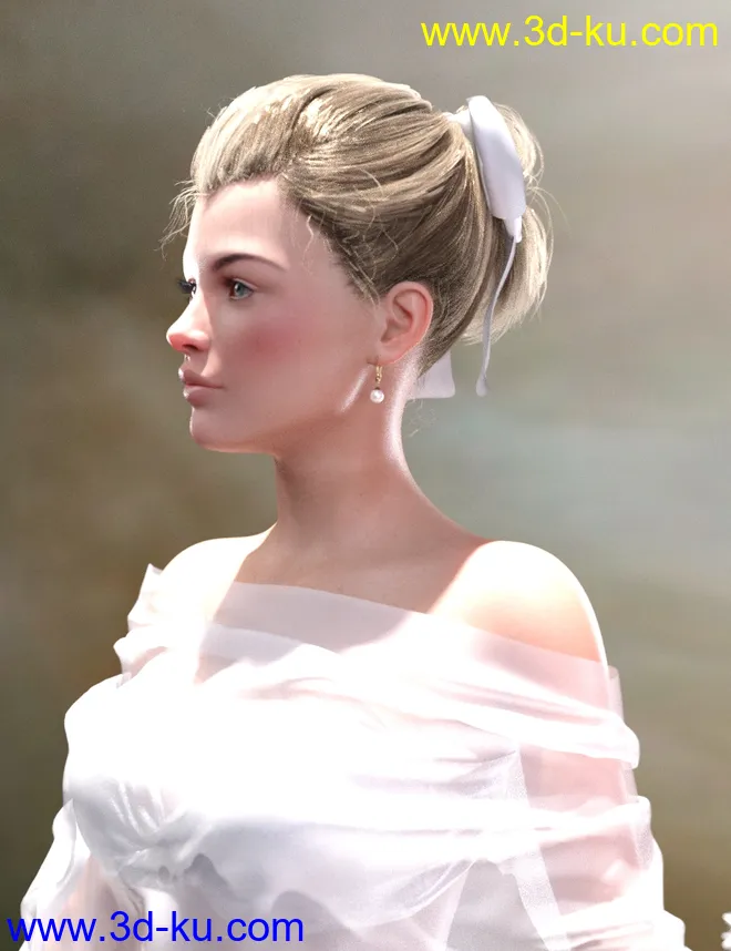 Sylvia Tied Bun Hair for Genesis 8 Female(s)模型的图片4