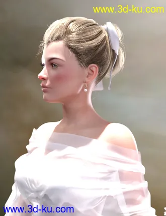 3D打印模型Sylvia Tied Bun Hair for Genesis 8 Female(s)的图片
