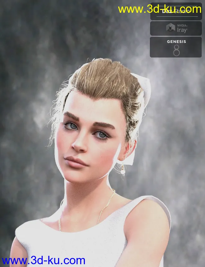 Sylvia Tied Bun Hair for Genesis 8 Female(s)模型的图片7