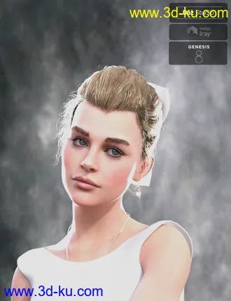 3D打印模型Sylvia Tied Bun Hair for Genesis 8 Female(s)的图片