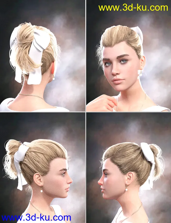 Sylvia Tied Bun Hair for Genesis 8 Female(s)模型的图片8
