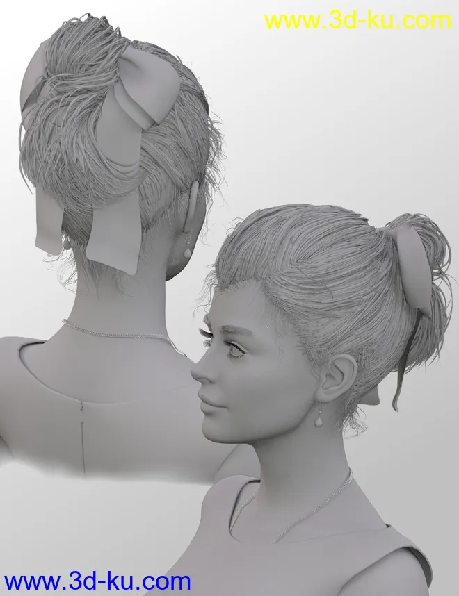 Sylvia Tied Bun Hair for Genesis 8 Female(s)模型的图片9