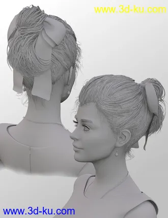3D打印模型Sylvia Tied Bun Hair for Genesis 8 Female(s)的图片