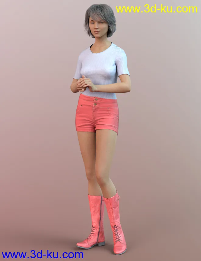 Tall Lace Boots for Genesis 8 Female模型的图片1