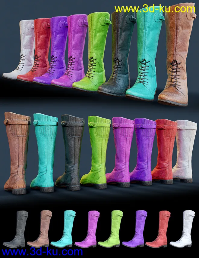 Tall Lace Boots for Genesis 8 Female模型的图片4