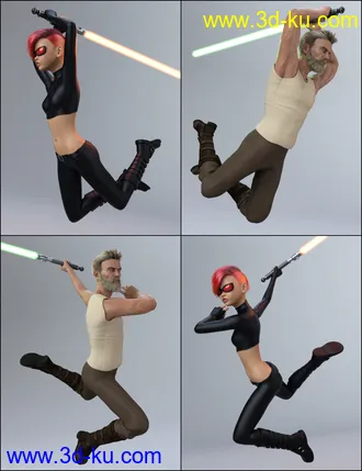 3D打印模型The Universal Weapons Prop and Poses for Genesis 3 and 8的图片