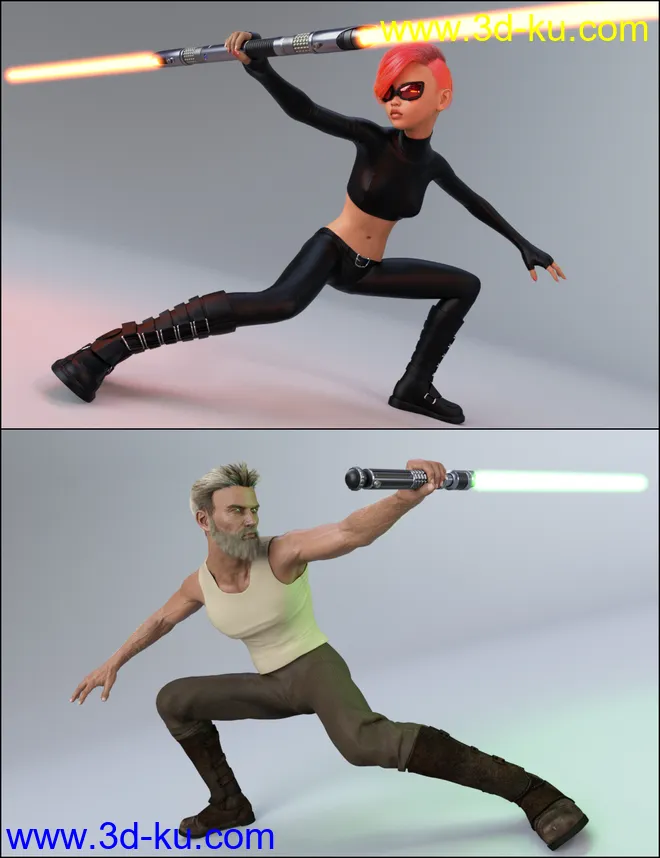 The Universal Weapons Prop and Poses for Genesis 3 and 8模型的图片4