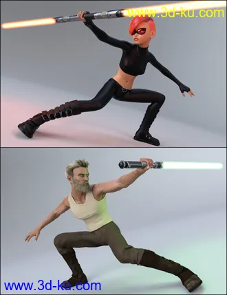 3D打印模型The Universal Weapons Prop and Poses for Genesis 3 and 8的图片