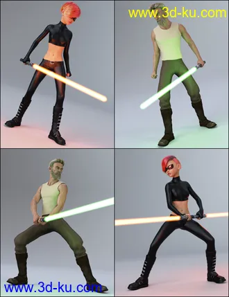 3D打印模型The Universal Weapons Prop and Poses for Genesis 3 and 8的图片