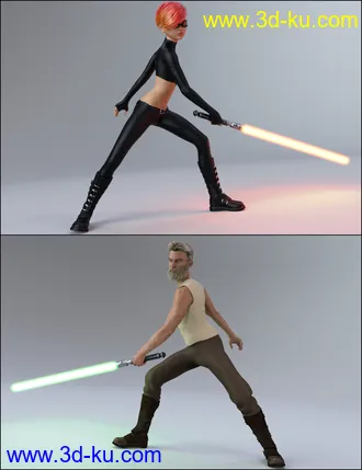 3D打印模型The Universal Weapons Prop and Poses for Genesis 3 and 8的图片