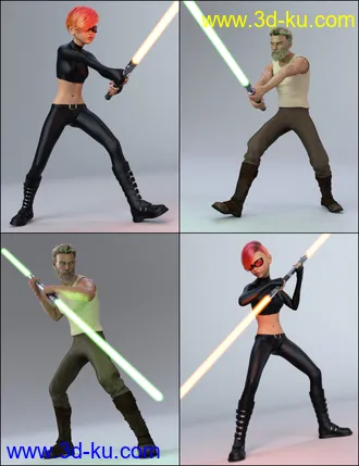 3D打印模型The Universal Weapons Prop and Poses for Genesis 3 and 8的图片