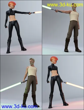 3D打印模型The Universal Weapons Prop and Poses for Genesis 3 and 8的图片