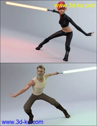 3D打印模型The Universal Weapons Prop and Poses for Genesis 3 and 8的图片