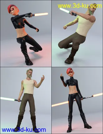 3D打印模型The Universal Weapons Prop and Poses for Genesis 3 and 8的图片