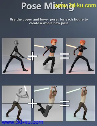 3D打印模型The Universal Weapons Prop and Poses for Genesis 3 and 8的图片