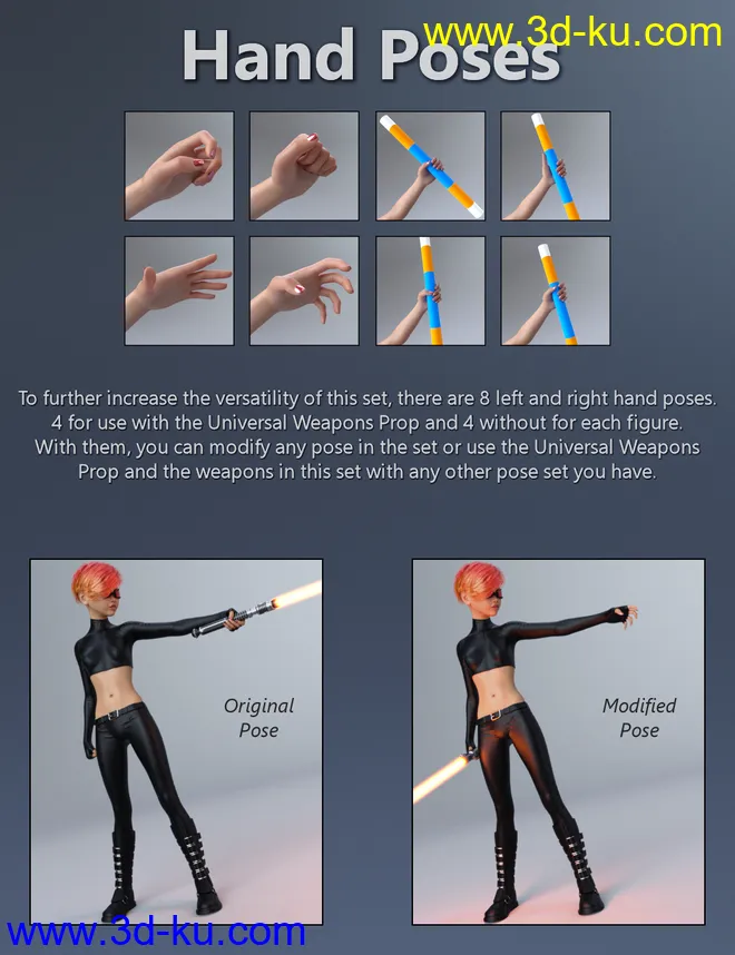 The Universal Weapons Prop and Poses for Genesis 3 and 8模型的图片16