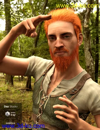 3D打印模型Thorn Hair and Beards for Genesis 8 Male(s)的图片