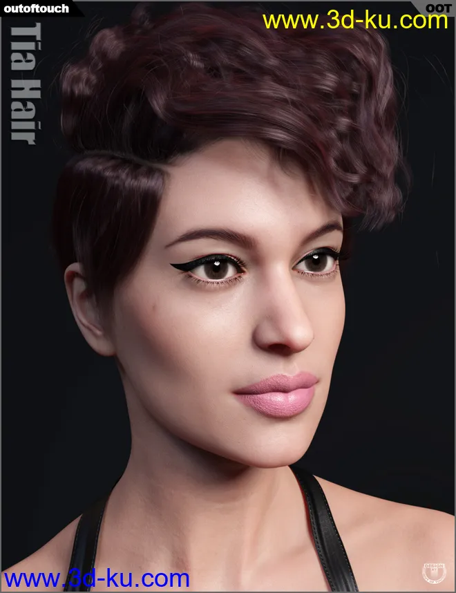 Tia Hair for Genesis 3 and 8 Female(s)模型的图片9