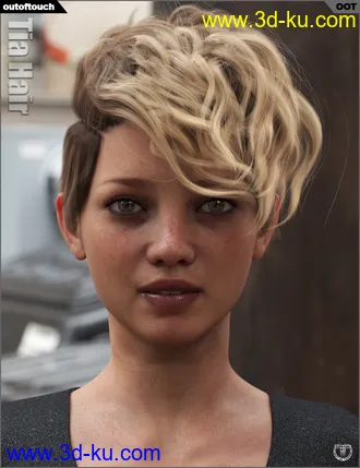 3D打印模型Tia Hair for Genesis 3 and 8 Female(s)的图片